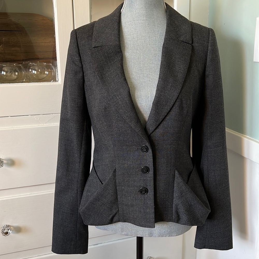 Wool Cashmere Allsaints tailored Euphoria suit jacket blazer UK 12 grey plaid